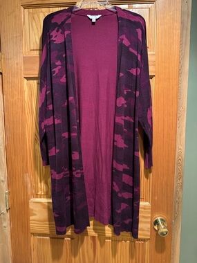 Terra & Sky Deep Magenta Women's Long Cardigan Sweater Size 1X🔝